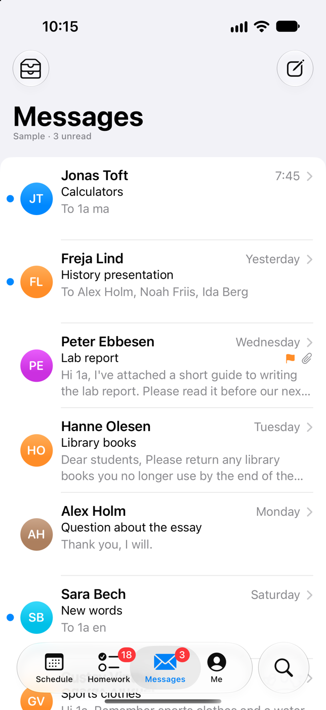 Messages: the inbox, with a face for everyone