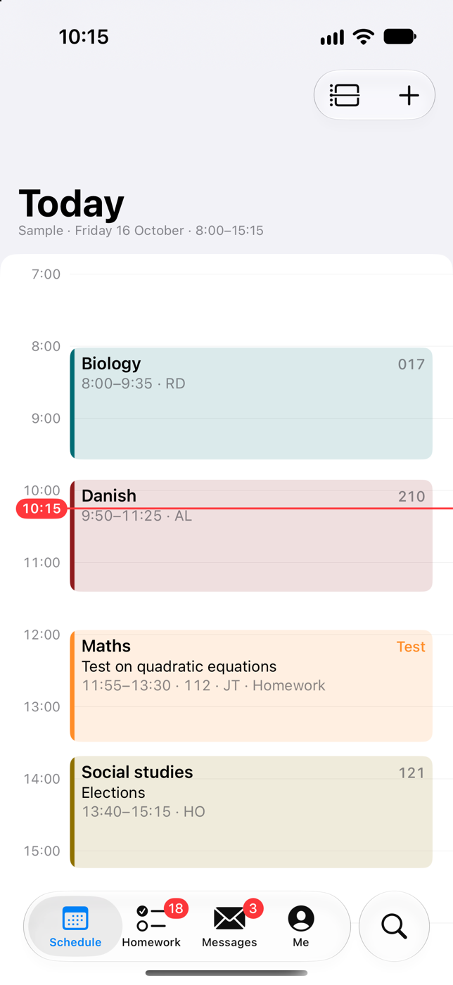 Timeline: the day on an hour scale